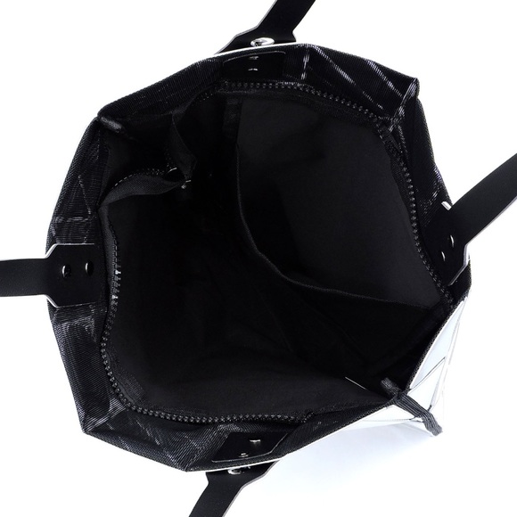 Geometric Checker Cut Out Gun Metal Silver Tote - Picture 7 of 9